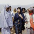 Malala Yousafzai à Maiduguri au Nigeria pour visiter l'école du camp Bakassi et rencontrer des jeunes populations déplacées à cause du conflit avec Boko Haram. Le 18 juillet 2017