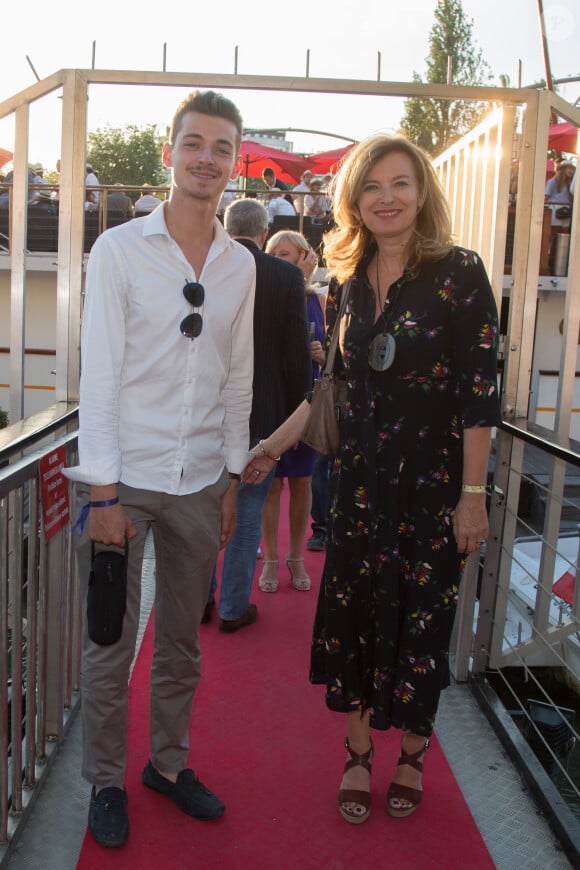 Valerie Trierweiler et son fils Leonard Trierweiler - 6ème édition du Trophée de la Pétanque Gastronomique au Paris Yacht Marina à Paris, France, le 28 juin 2018.