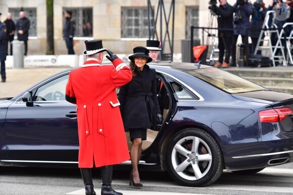 La comtesse Alexandra de Frederiksborg lors des obsèques du prince Henrik de Danemark le 20 février 2018 à Copenhague.