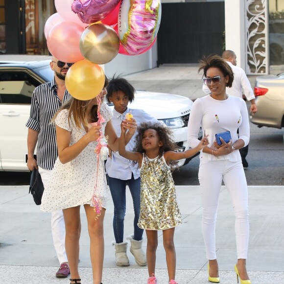 Exclusif - Melanie Brown amène sa fille Angel Iris à une fête organisée pour son anniversaire à Los Angeles, le 19 juin 2018.