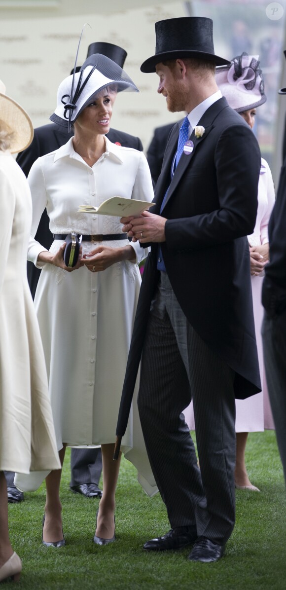 La duchesse Meghan de Sussex (Meghan Markle) et le prince Harry le 19 juin 2018 au Royal Ascot.