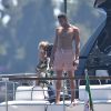 Kourtney Kardashian, Younes Bendjima, Reign Aston Disick - Kourtney Kardashian profite de jolies vacances au soleil en compagnie de ses enfants et de son compagnon Younes Bendjima sur un yacht au large de Portofino en Italie, le 30 juin 2018