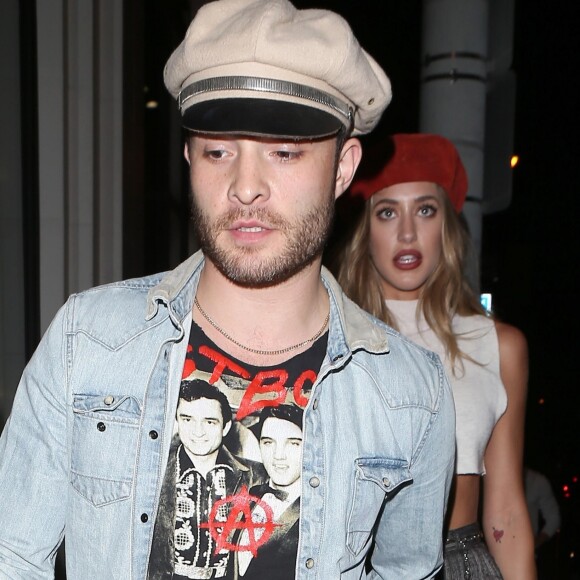 Ed Westwick et sa compagne Jessica Serfaty sont allés dîner au restaurant Catch à West Hollywood, le 21 septembre 2017.