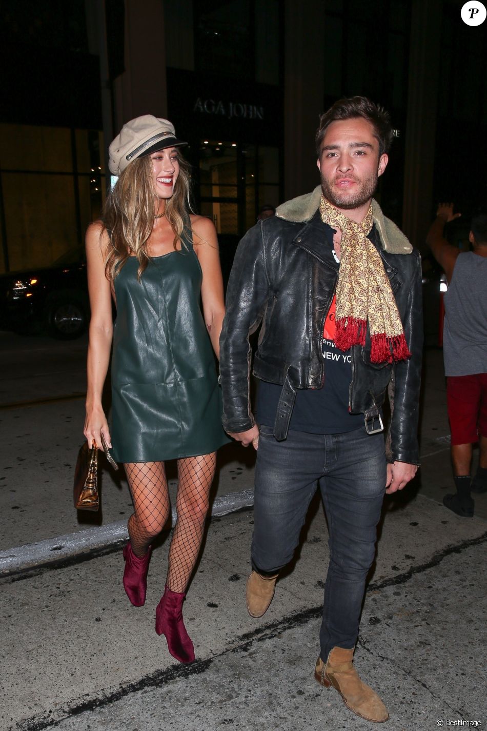 Ed Westwick Et Sa Compagne Jessica Serfaty Quittent Le Restaurant Catch à Los Angeles Le 18