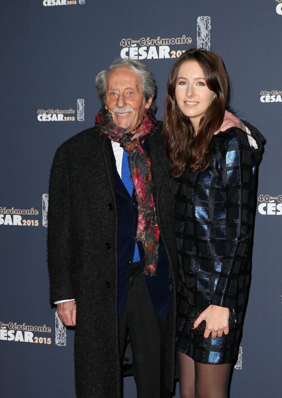 Jean Rochefort et sa fille Clémence - Photocall de la 40e cérémonie des César au théâtre du Châtelet à Paris. Le 20 février 2015