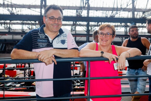 Exclusif - Olivier Plaza et sa femme Frédérica Adriano - Tournoi de karting dans le cadre de l'étape du coeur au profit de "Mécénat Chirurgie Cardiaque (MCC)" à l'autre usine à Cholet le 8 juillet 2018. © CVS/Bestimage