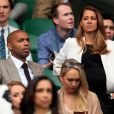 Thierry Henry et sa compagne enceinte, Andrea Rajacic lors de la finale de Wimbledon au All England Lawn Tennis and Croquet Club, à Londres, le 12 juillet 2015