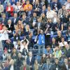 Dylan Deschamps, Nagui et sa femme Mélanie Page, Leïla Kaddour-Boudadi, Jean-Roch, Manu Levy, Jean François Piège - Célébrités dans les tribunes lors de la demi-finale de la coupe du monde opposant la France à la Belgique à Saint-Pétersbourg le 10 juillet 2018 © Cyril Moreau/Bestimage