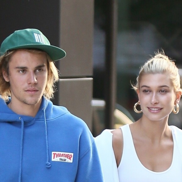 Justin Bieber et sa fiancée Hailey Baldwin sont allés faire du shopping chez Empire Stores avant d'aller diner en amoureux à New York, le 12 juillet 2018