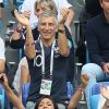 Leïla Kaddour-Boudadi, Nagui dans les tribunes lors du match de quart de finale de la Coupe du Monde Russia2018 "France - Uruguay (FIFA World Cup Russia2018)" au stade Nijni Novgorod. La France a gagné 2-0 et rencontrera la Belgique en demi-finale. Russie, le 6 juillet 2018. © Cyril Moreau/Bestimage