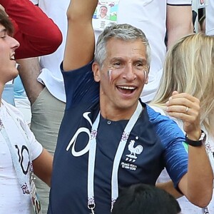 Dylan Deschamps, Nagui et sa femme Mélanie Page, Valérie Bègue (Miss France 2008) - Célébrités dans les tribunes opposant la France à l'Argentine lors des 8ème de finale de la Coupe du monde à Kazan en Russie le 30 juin 2018 © Cyril Moreau/Bestimage