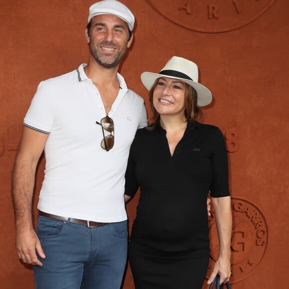 Shirley Bousquet, enceinte et son compagnon Charles au village des Internationaux de France de Tennis de Roland Garros à Paris le 3 juin 2018. © Dominique Jacovides-Cyril Moreau /