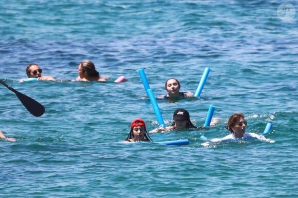 Sylvester Stallone avec sa femme Jennifer Flavin et leurs filles Sistine Rose, Sophia Rose et Scarlet Rose, en vacances près de Saint Tropez, le 13 juillet 2018.