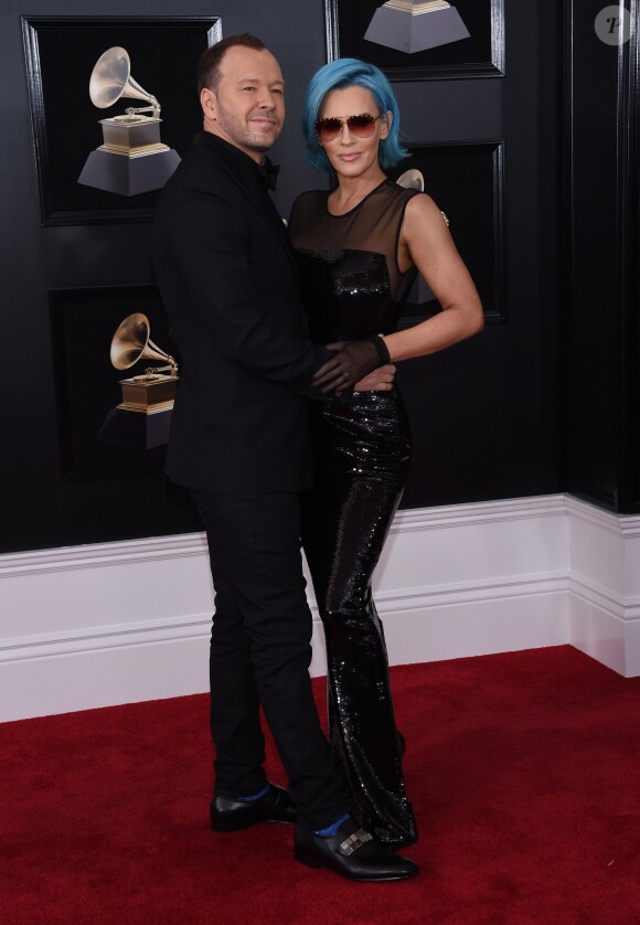 Jenny McCarthy et son mari Donnie Wahlberg à la 60ème soirée annuelle des Grammy Awards à Madison Square Garden à New York, le 28 janvier 2018 © Chris Delmas/Bestimage