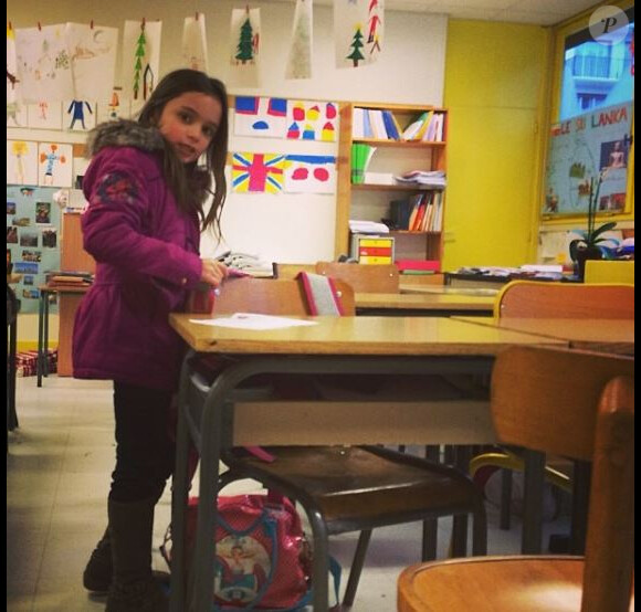 Luna, la fille de Jérôme Bertin, à l'école - Instagram, 23 janvier 2014