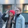Exclusif - Macaulay Culkin et sa compagne Brenda Song se promènent dans les rues de Paris, le 24 novembre 2017. Ils ont été rejoints par Paris Jackson.