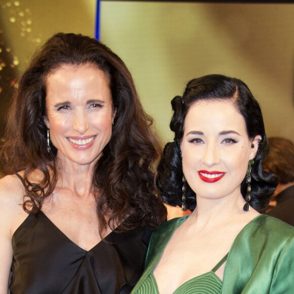 Andie MacDowell, Dita Von Teese - People à la soirée "Lambertz Monday Night" à Cologne. Le 29 janvier 2018