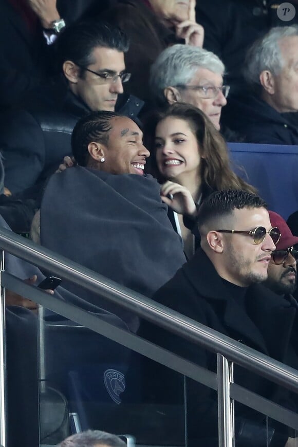 Le rappeur Tyga proche du top model Barbara Palvin et Dj Snake (William Grigahcine) - Célébrités dans les tribunes du parc des princes lors du match de football de ligue 1, Paris Saint-Germain (PSG) contre FC Nantes à Paris, France, le 18 novembre 2017.