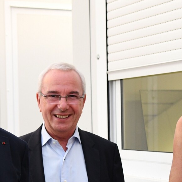 Exclusif - Nicolas Sarkozy, Jean Leonetti, le maire d'Antibes et Carla Bruni-Sarkozy dans les coulisses du 58e festival "Jazz à Juan" à Juan-les-Pins le 17 juillet 2018. © Bruno Bebert/Bestimage