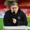 Pierre Ménès, le consultant de Canal Plus, durant la rencontre de football de Ligue 1 opposant Monaco à Lille au stade Louis II le 16 mars 2018. © Bruno Bebert/Bestimage