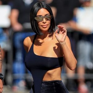Kim Kardashian à son arrivée à El Capitan Entertainment à Hollywood, le 30 juillet 2018