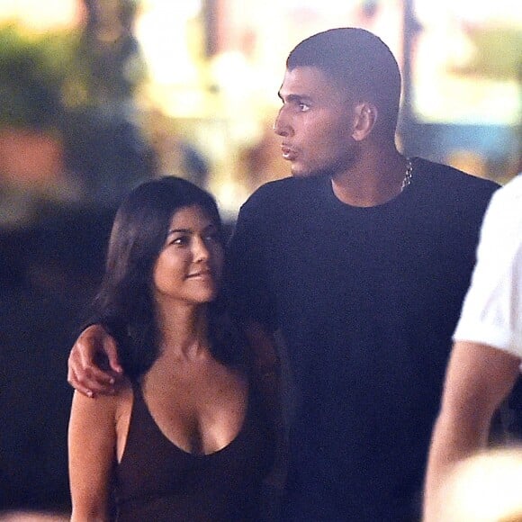 Exclusif - Kourtney Kardashian et son compagnon Younes Bendjima ont été aperçus en train de prendre du bon temps sur le port de Portofino en Italie, le 3 juillet 2018.