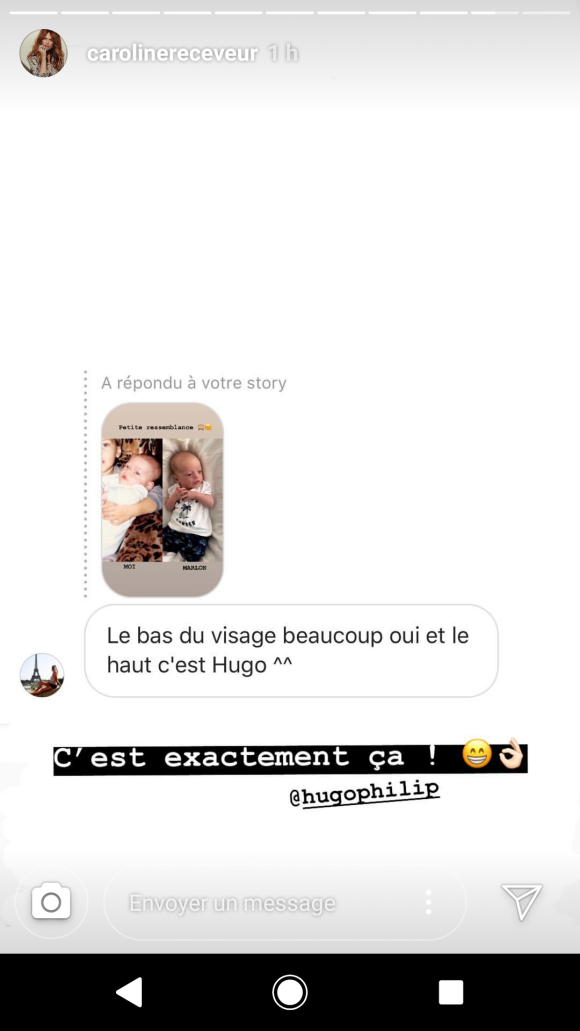 Caroline Receveur dévoile sa ressemblance avec son fils Marlon - story Instagram, 8 août 2018