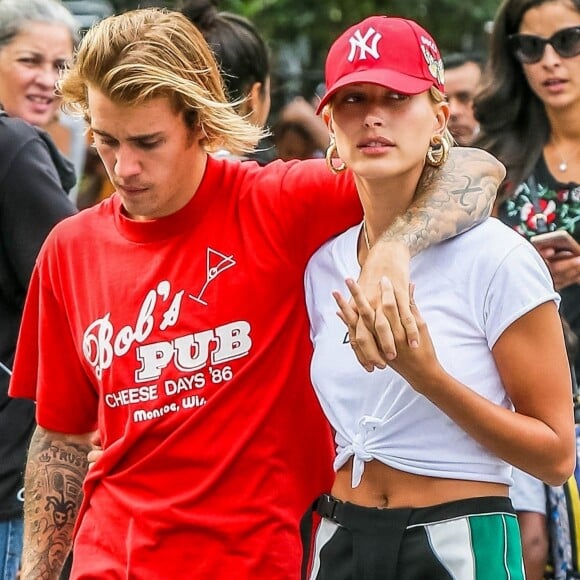 Exclusif - Justin Bieber et sa fiancée Hailey Baldwin se promène à New York le 3 août 2018.