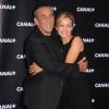Thierry Ardisson et sa compagne Audrey Crespo-Mara lors de la soirée de rentrée de Canal+ organisée à Paris, le 28 août 2013.