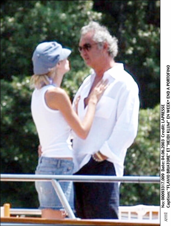 Heidi Klum et Flavio Briatore à Portofino. Juin 2003.