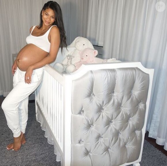 Chanel Iman, enceinte. Juin 2018.