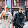 Justin Bieber et sa fiancée Hailey Baldwin sont allés à l'iPic Theater en amoureux et se sont arrêtés acheter des boissons à emporter à New York, le 13 août 2018.
