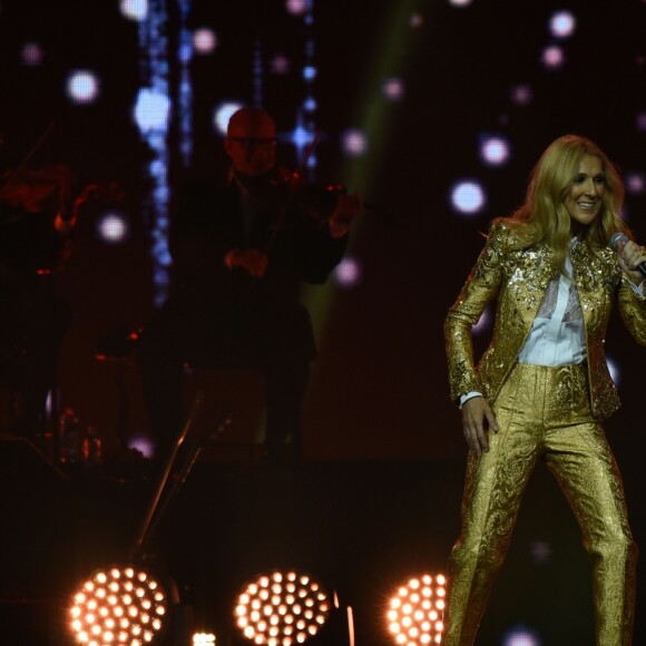 Celine Dion en concert lors de sa tournée "Celine Dion Live 2018" au Qudos Bank Arena de Sydney en Australie le 27 juillet 2018