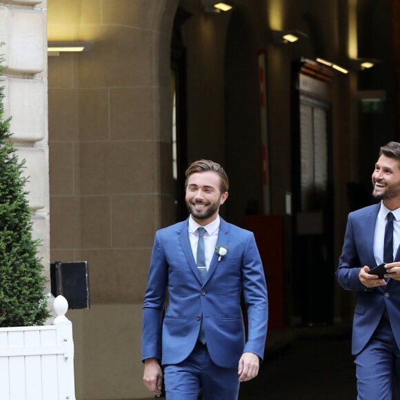 Exclusif - Mariage civil de Christophe Beaugrand et de Ghislain Gerin à Paris le 25 juillet 2018. © Dominique Jacovides/Bestimage