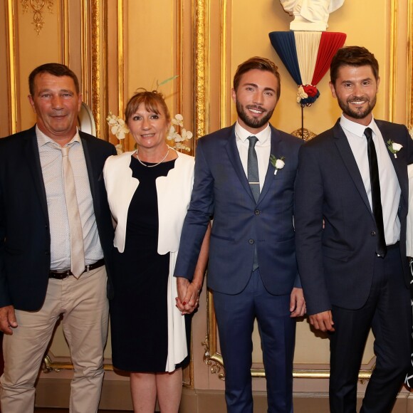 Exclusif - Mariage civil de Christophe Beaugrand et de Ghislain Gerin à Paris le 25 juillet 2018. © Dominique Jacovides/Bestimage