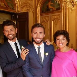 Exclusif - Mariage civil de Christophe Beaugrand et de Ghislain Gerin à Paris le 25 juillet 2018. © Dominique Jacovides/Bestimage