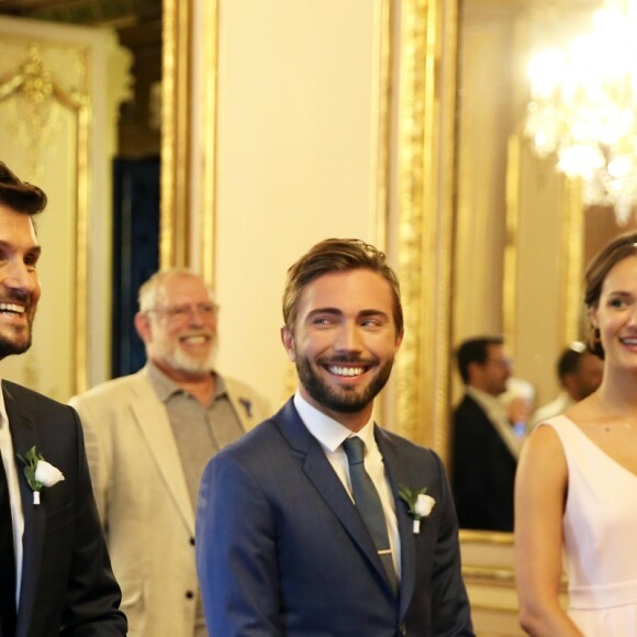 Exclusif - Mariage civil de Christophe Beaugrand et de Ghislain Gerin à Paris le 25 juillet 2018. © Dominique Jacovides/Bestimage