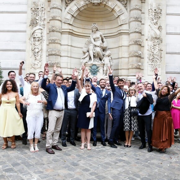 Exclusif - Mariage civil de Christophe Beaugrand et de Ghislain Gerin à Paris le 25 juillet 2018. © Dominique Jacovides/Bestimage