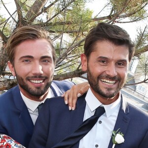 Exclusif - Cocktail du mariage civil de Christophe Beaugrand et de Ghislain Gerin à Paris le 25 juillet 2018. © Dominique Jacovides/Bestimage