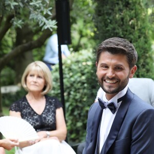 Exclusif - Cérémonie du mariage de Christophe Beaugrand et de Ghislain Gerin au Domaine de Blanche Fleur à Châteauneuf-de-Gadagne le 28 juillet 2018. © Dominique Jacovides/Bestimage