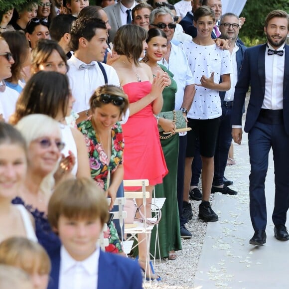 Exclusif - Cérémonie du mariage de Christophe Beaugrand et de Ghislain Gerin au Domaine de Blanche Fleur à Châteauneuf-de-Gadagne le 28 juillet 2018. © Dominique Jacovides/Bestimage