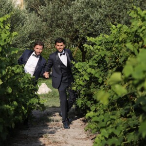 Exclusif - Cérémonie du mariage de Christophe Beaugrand et de Ghislain Gerin au Domaine de Blanche Fleur à Châteauneuf-de-Gadagne le 28 juillet 2018. © Dominique Jacovides/Bestimage