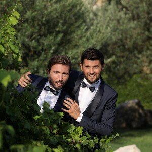 Exclusif - Cérémonie du mariage de Christophe Beaugrand et de Ghislain Gerin au Domaine de Blanche Fleur à Châteauneuf-de-Gadagne le 28 juillet 2018. © Dominique Jacovides/Bestimage