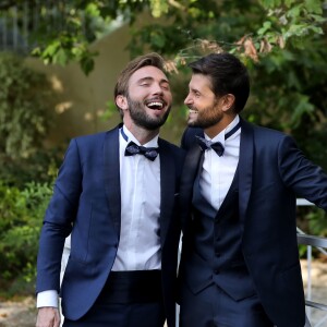 Exclusif - Cérémonie du mariage de Christophe Beaugrand et de Ghislain Gerin au Domaine de Blanche Fleur à Châteauneuf-de-Gadagne le 28 juillet 2018. © Dominique Jacovides/Bestimage