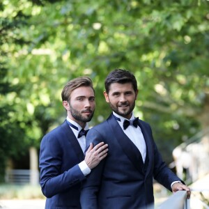 Exclusif - Cérémonie du mariage de Christophe Beaugrand et de Ghislain Gerin au Domaine de Blanche Fleur à Châteauneuf-de-Gadagne le 28 juillet 2018. © Dominique Jacovides/Bestimage