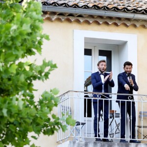 Exclusif - Cérémonie du mariage de Christophe Beaugrand et de Ghislain Gerin au Domaine de Blanche Fleur à Châteauneuf-de-Gadagne le 28 juillet 2018. © Dominique Jacovides/Bestimage