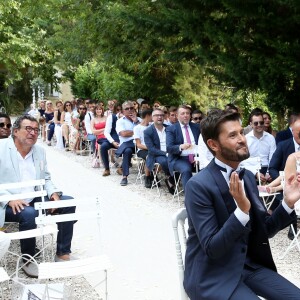 Exclusif - Cérémonie du mariage de Christophe Beaugrand et de Ghislain Gerin au Domaine de Blanche Fleur à Châteauneuf-de-Gadagne le 28 juillet 2018. © Dominique Jacovides/Bestimage