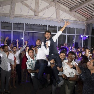 Exclusif - Cérémonie du mariage de Christophe Beaugrand et de Ghislain Gerin au Domaine de Blanche Fleur à Châteauneuf-de-Gadagne le 28 juillet 2018. © Marwan Moussa/Bestimage