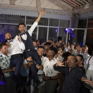 Exclusif - Cérémonie du mariage de Christophe Beaugrand et de Ghislain Gerin au Domaine de Blanche Fleur à Châteauneuf-de-Gadagne le 28 juillet 2018. © Marwan Moussa/Bestimage