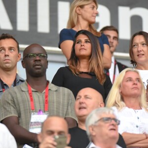 Sortie officielle de Karine Ferri dans les tribunes du stade Allianz Riviera pour venir voir son compagnon Yoann Gourcuff, Lilian Thuram et son fils Kephreen lors du match de football de ligue 1, OGC Nice contre Dijon Football Côte-d'Or à Nice, France, le 25 août 2018. Dijon a gagné 4-0. © Lionel Urman/Bestimage